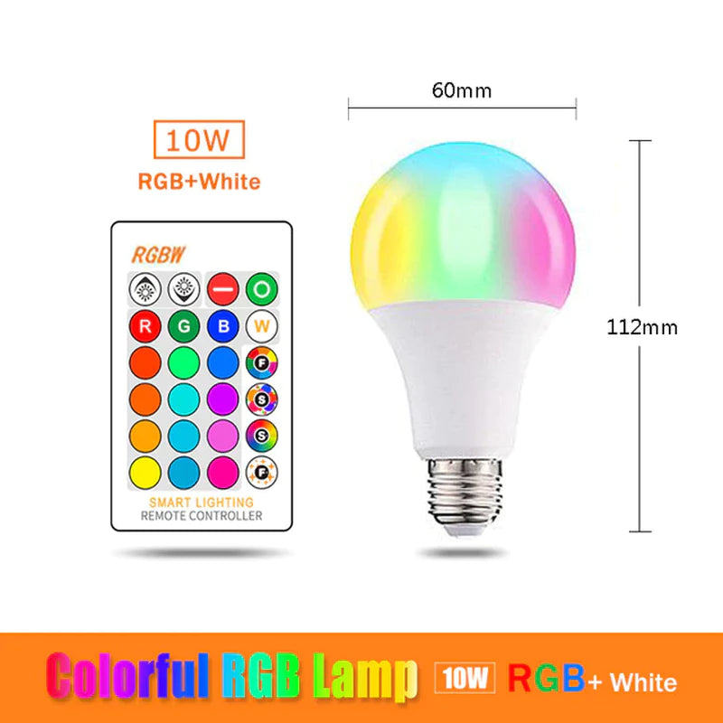 5W 10W 15W E27 RGB LED Bulb 110V 220V Lights RGB Lampada Changeable Colorful RGBWW LED Lamp with IR Remote Control+Memory Mode