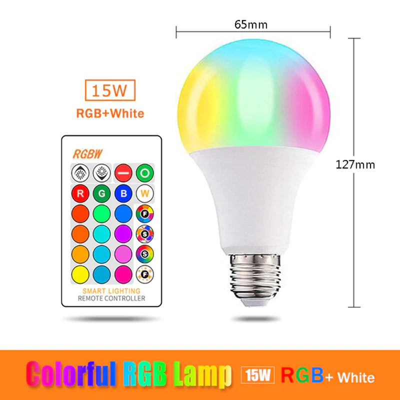 5W 10W 15W E27 RGB LED Bulb 110V 220V Lights RGB Lampada Changeable Colorful RGBWW LED Lamp with IR Remote Control+Memory Mode