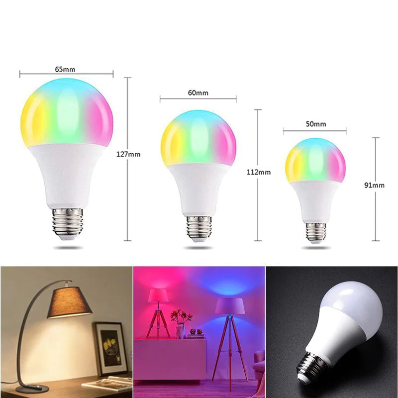 5W 10W 15W E27 RGB LED Bulb 110V 220V Lights RGB Lampada Changeable Colorful RGBWW LED Lamp with IR Remote Control+Memory Mode