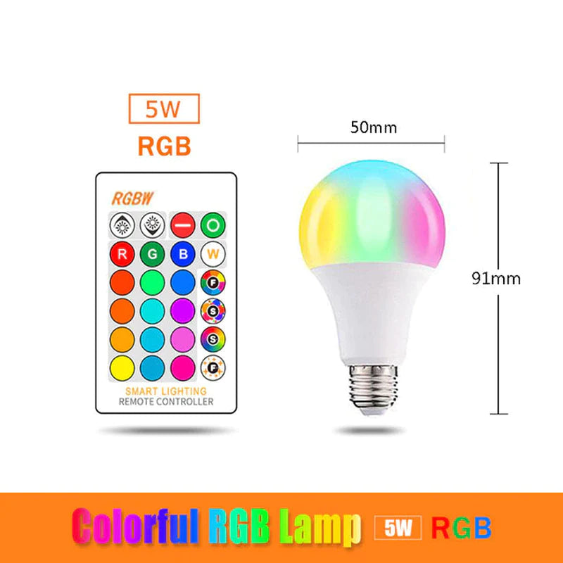 5W 10W 15W E27 RGB LED Bulb 110V 220V Lights RGB Lampada Changeable Colorful RGBWW LED Lamp with IR Remote Control+Memory Mode
