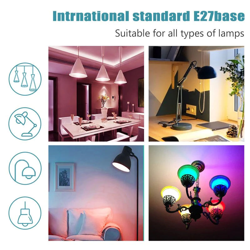 5W 10W 15W E27 RGB LED Bulb 110V 220V Lights RGB Lampada Changeable Colorful RGBWW LED Lamp with IR Remote Control+Memory Mode