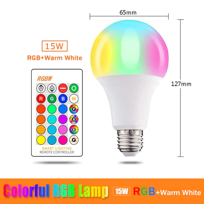 5W 10W 15W E27 RGB LED Bulb 110V 220V Lights RGB Lampada Changeable Colorful RGBWW LED Lamp with IR Remote Control+Memory Mode